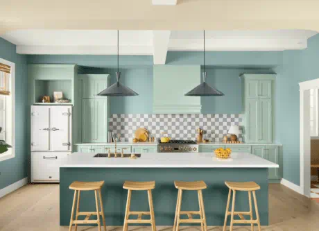 Sherwin-Williams Quietude Kitchen Scene