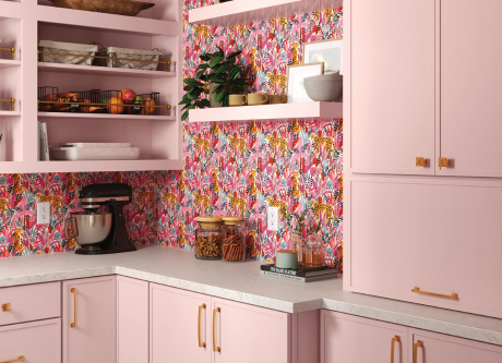 A fun, playful, and colorful tile backsplash