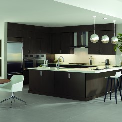 Kitchen scene with Omega cabinetry available at ProSource Wholesale